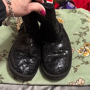 UGG Black Sequin Short Booties